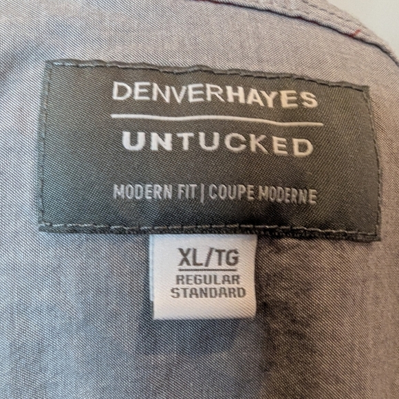 DENVER HAYES Untucked  Modern Fit Button Up Shirt Red & Gray Plaid Men's XL - Picture 6 of 6